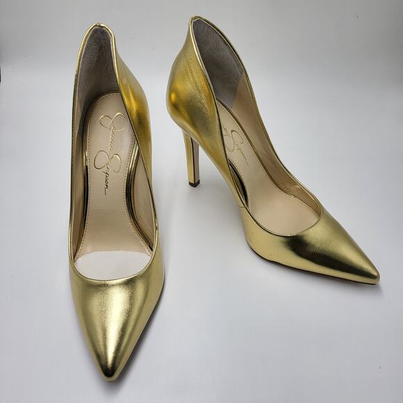 JESSICA SIMPSON womens 8.5 Cambredge gold slip on pumps - Picture 1 of 7